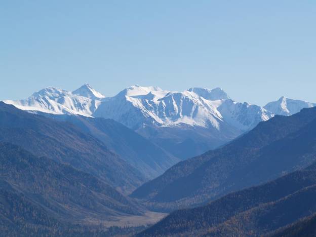Гора Белуха, вид с перевала Кызыльское седло